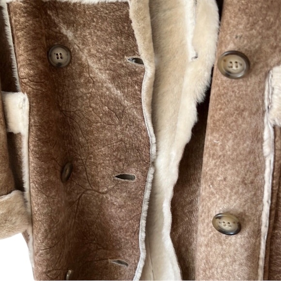 Exquisite Vintage Genuine Leather Shearling Maxi Coat Penny Lane XS - Picture 7 of 10